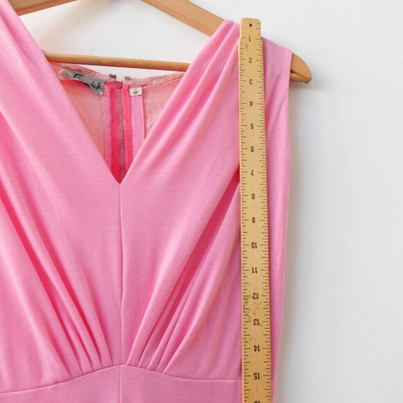 FENWICK Dress 10‎ Pink V Neck Jumpsuit Small Relaxed Stretch Simple Barbiecore - Picture 7 of 14